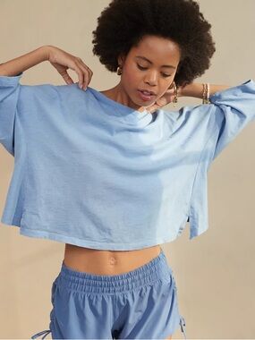 Aerie Summer House Slouchy Oversized T-Shirt – Blue – Size L – NWT